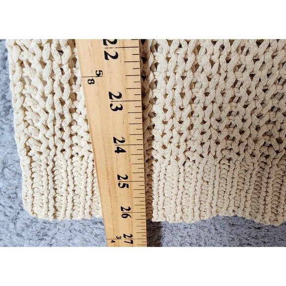 LOFT Women's Short Sleeve V Neck Pullover Sweater Open Knit Acrylic Beige Size S - Picture 7 of 10